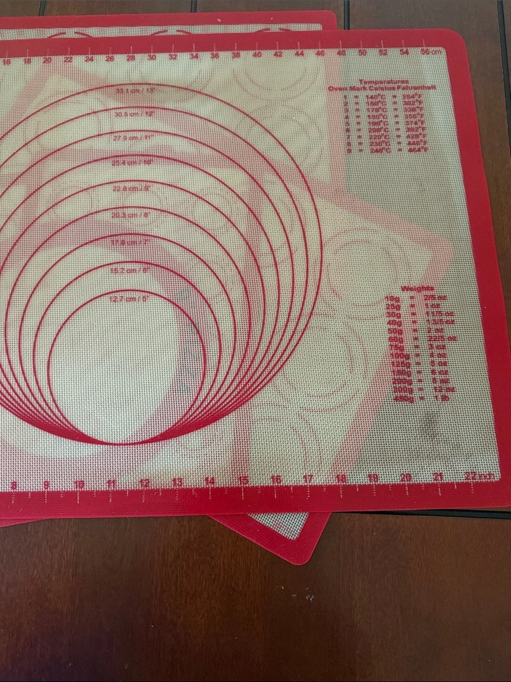 Red and Cream Silicone Baking Mat Set with Nonstick Surface